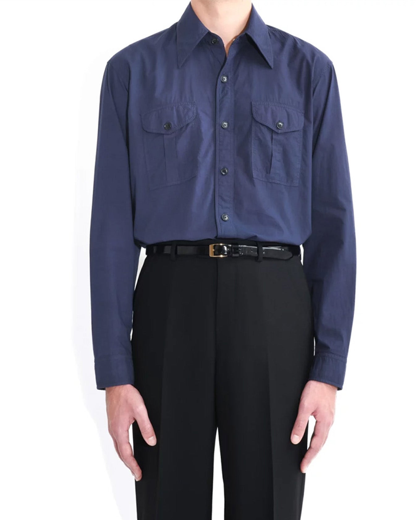 Husbands Paris | Boy Scout Shirt In Poplin Dark Cobalt Blue