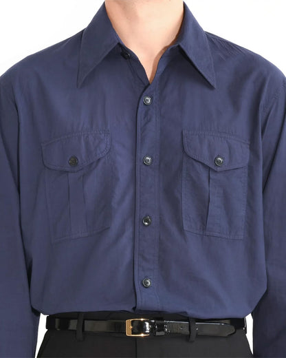 Husbands Paris | Boy Scout Shirt In Poplin Dark Cobalt Blue