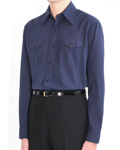 Husbands Paris | Boy Scout Shirt In Poplin Dark Cobalt Blue