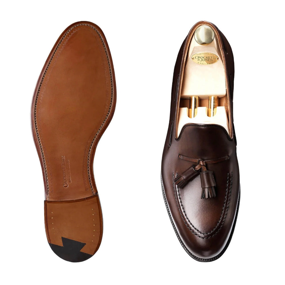 Crockett &amp; Jones | Cavendish Tassel Loafer Dark Brown Burnished Calf