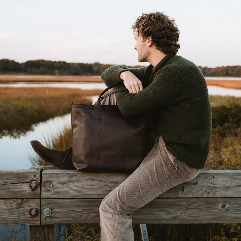 Frank Clegg | Tall Leather Tote Chocolate