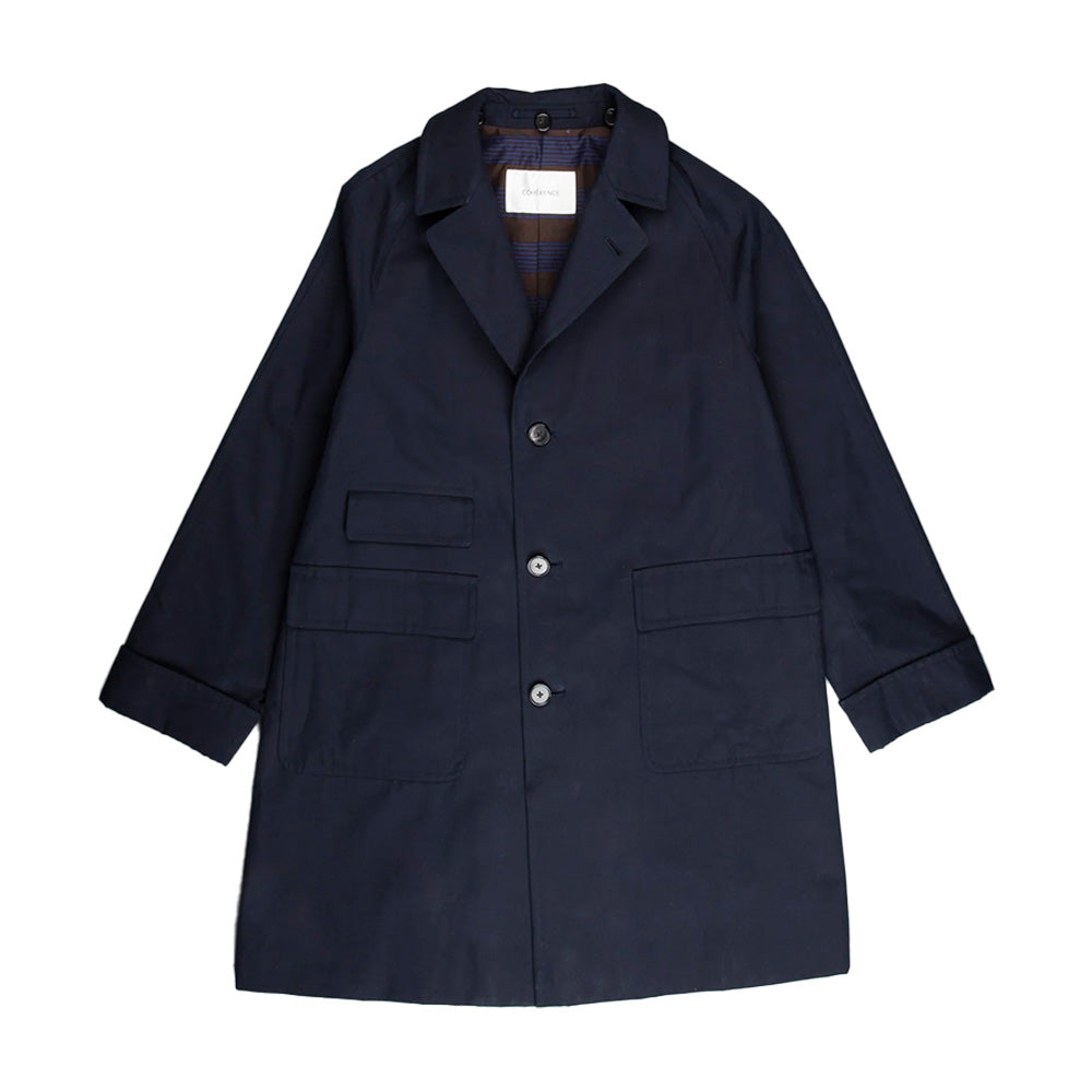 Coherence | Corb II Gabardine Dark Blue Single Breasted Coat