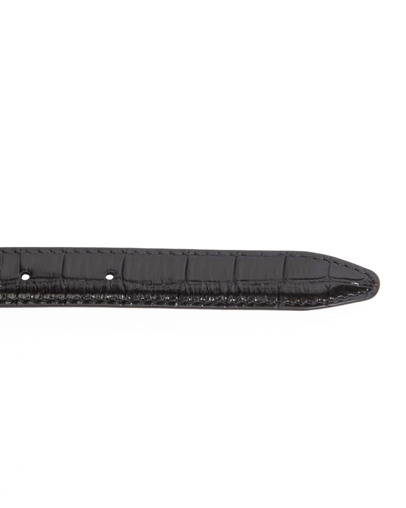 Husbands Paris | Crocodile Embossed Calfskin Thin Belt Black