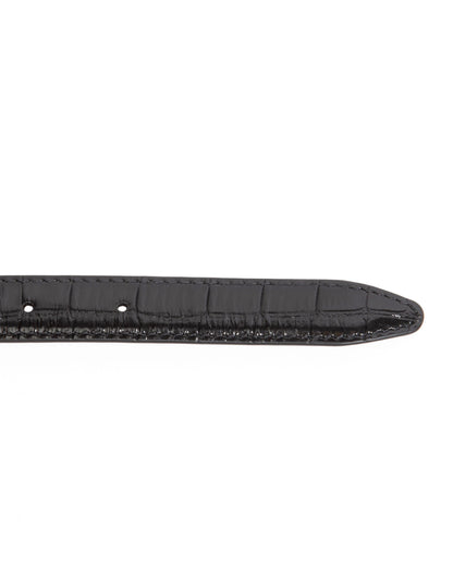 Husbands Paris | Crocodile Embossed Calfskin Thin Belt Black