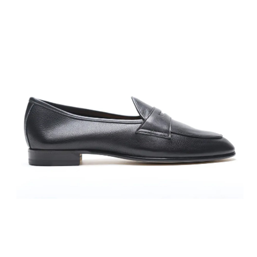 Oriental Shoemaker | Fry Unlined Shrink Leather Belgian Loafer Black