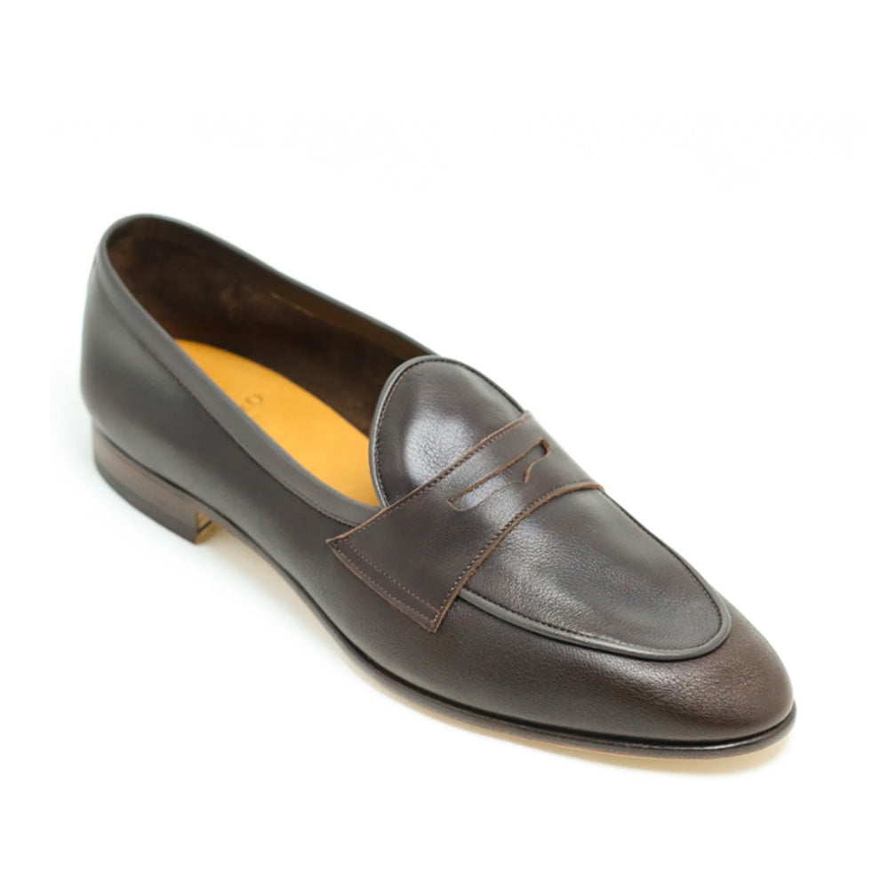 Oriental Shoemaker | Fry Unlined Shrink Leather Belgian Loafer Dark Brown