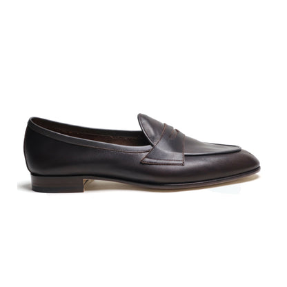 Oriental Shoemaker | Fry Unlined Shrink Leather Belgian Loafer Dark Brown