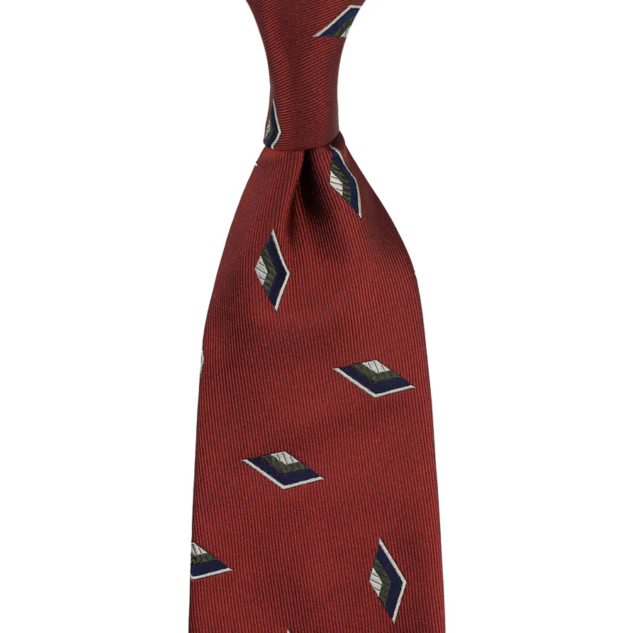 Shibumi Firenze | Geometrical Jacquard Silk Tie Rust