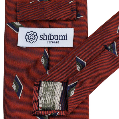 Shibumi Firenze | Geometrical Jacquard Silk Tie Rust