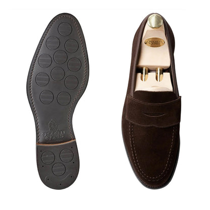 Crockett &amp; Jones | Harvard Penny Loafer Dark Brown Suede