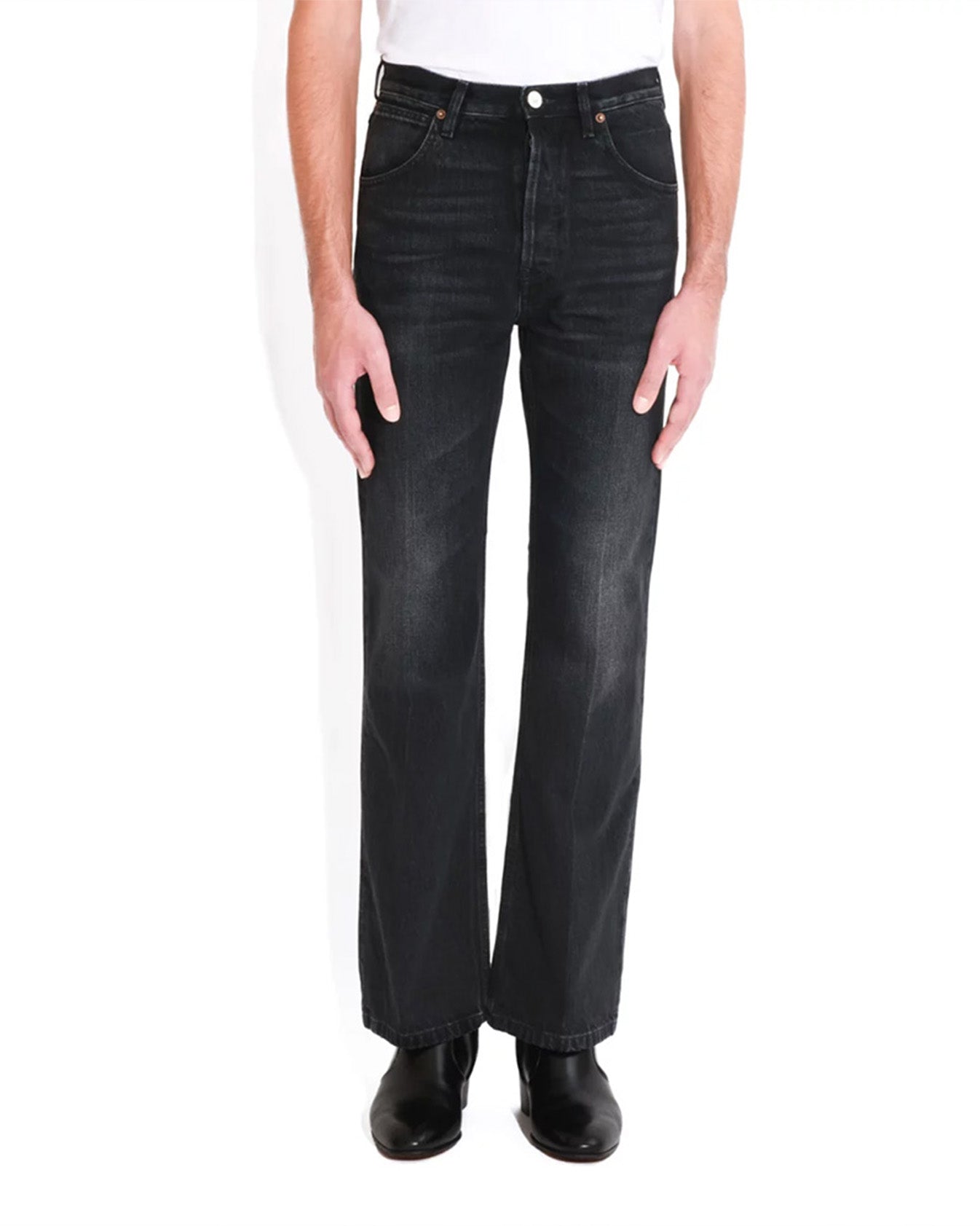 Husbands Paris | Flared High Waisted Jeans In Denim Washed Black