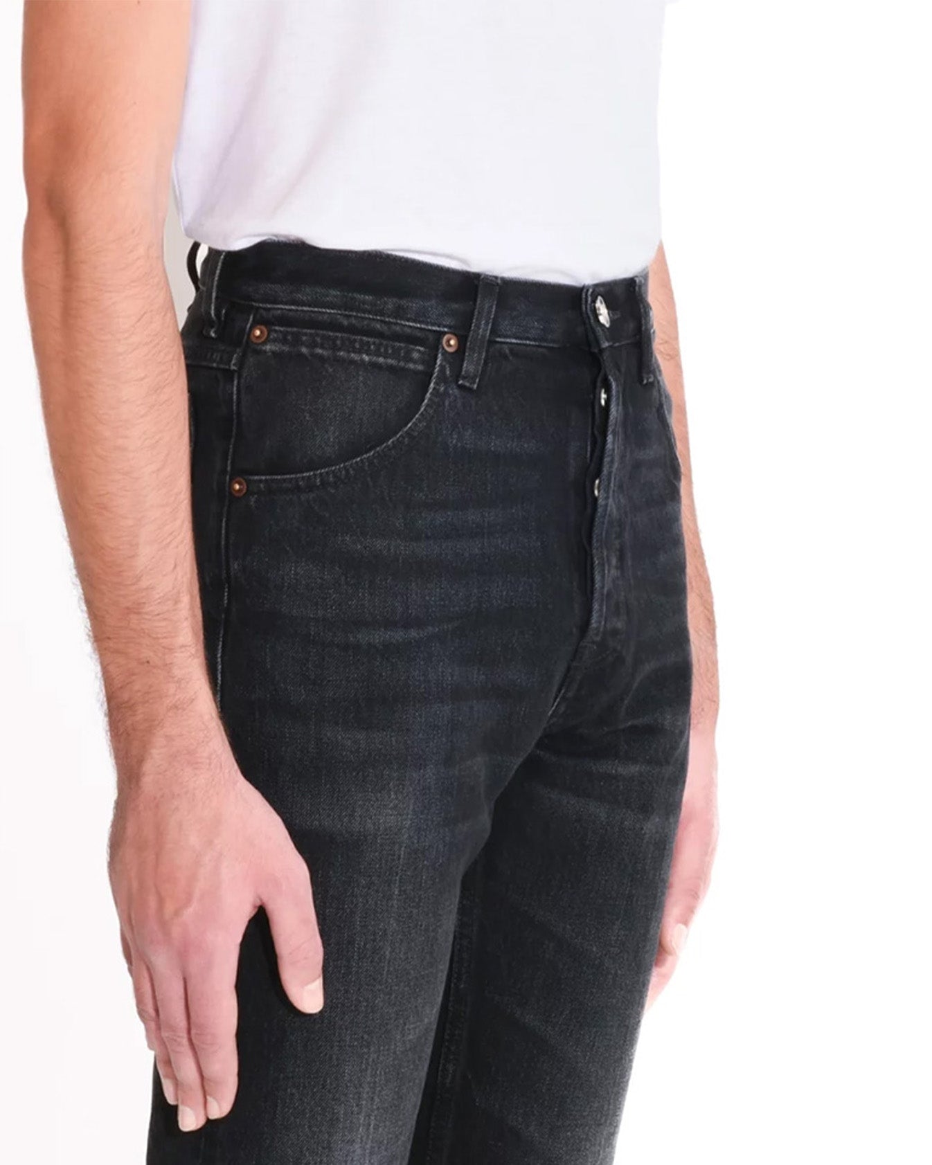 Husbands Paris | Flared High Waisted Jeans In Denim Washed Black