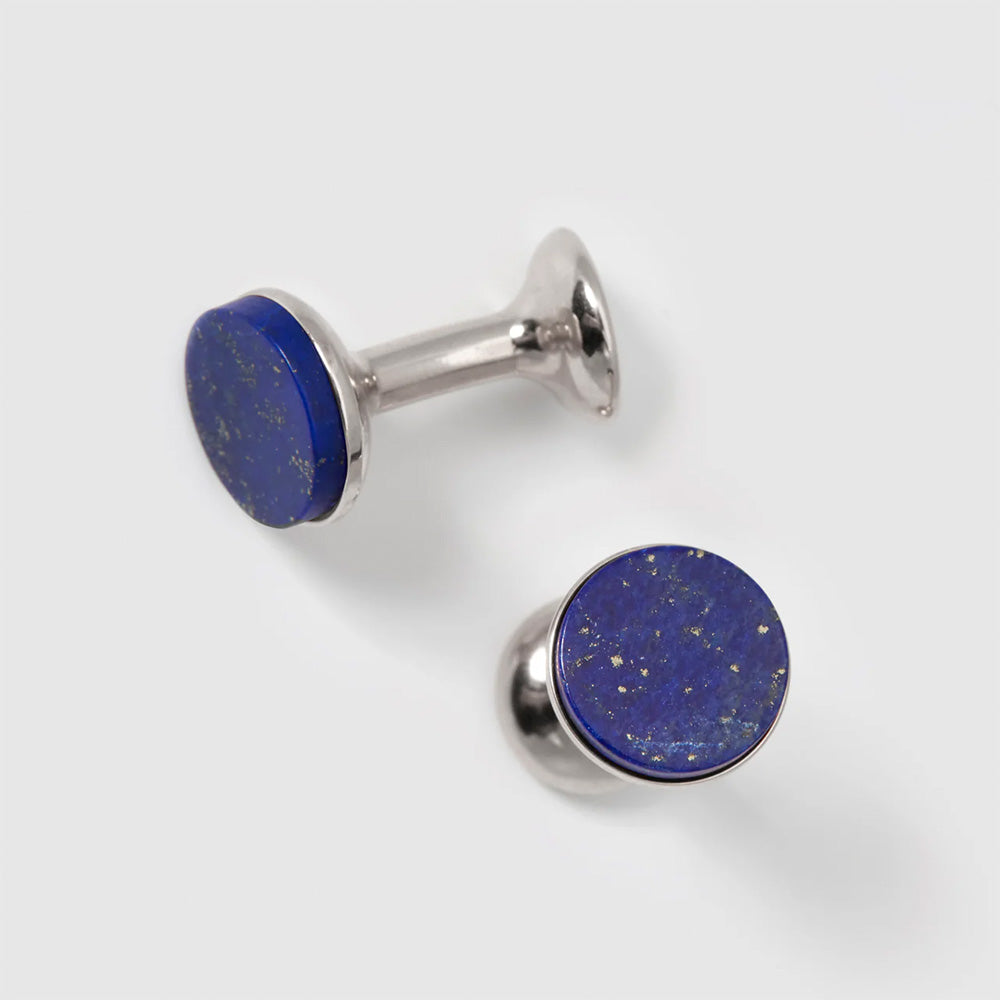 Codis Maya | Lapis Lazuli Bow Cufflinks Rhodium