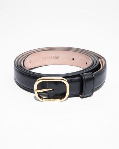 Husbands Paris | Thin Belt in Italian Nappa Calfskin Black