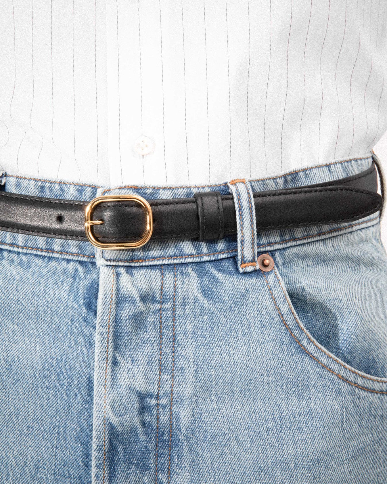 Husbands Paris | Thin Belt in Italian Nappa Calfskin Black
