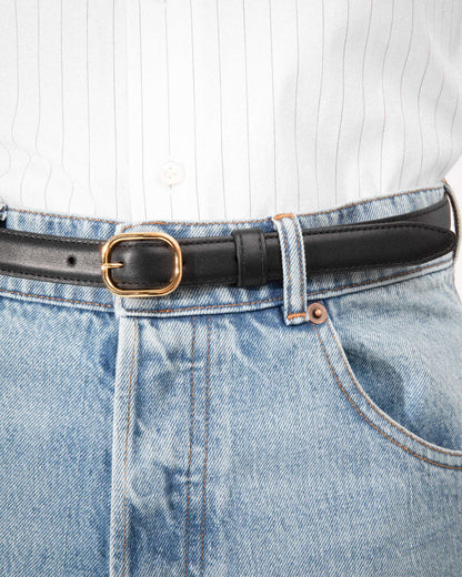 Husbands Paris | Thin Belt in Italian Nappa Calfskin Black