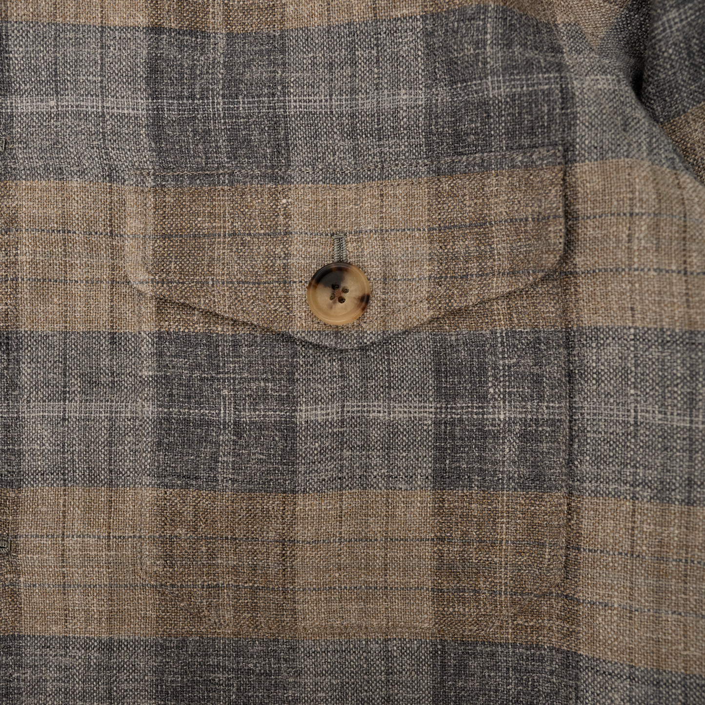 Ascot Chang | Wool Silk Linen Nomad Jacket Greige Plaid