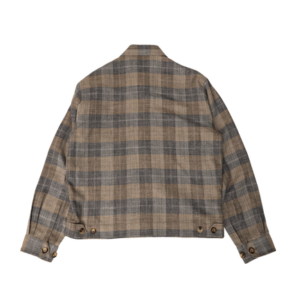 Ascot Chang | Wool Silk Linen Nomad Jacket Greige Plaid
