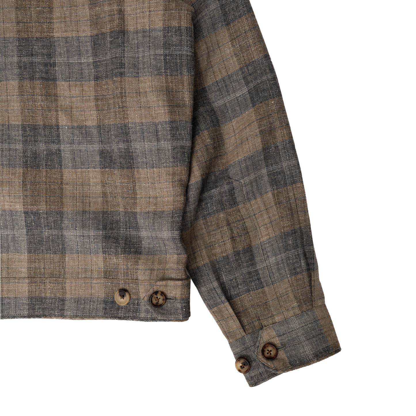 Ascot Chang | Wool Silk Linen Nomad Jacket Greige Plaid