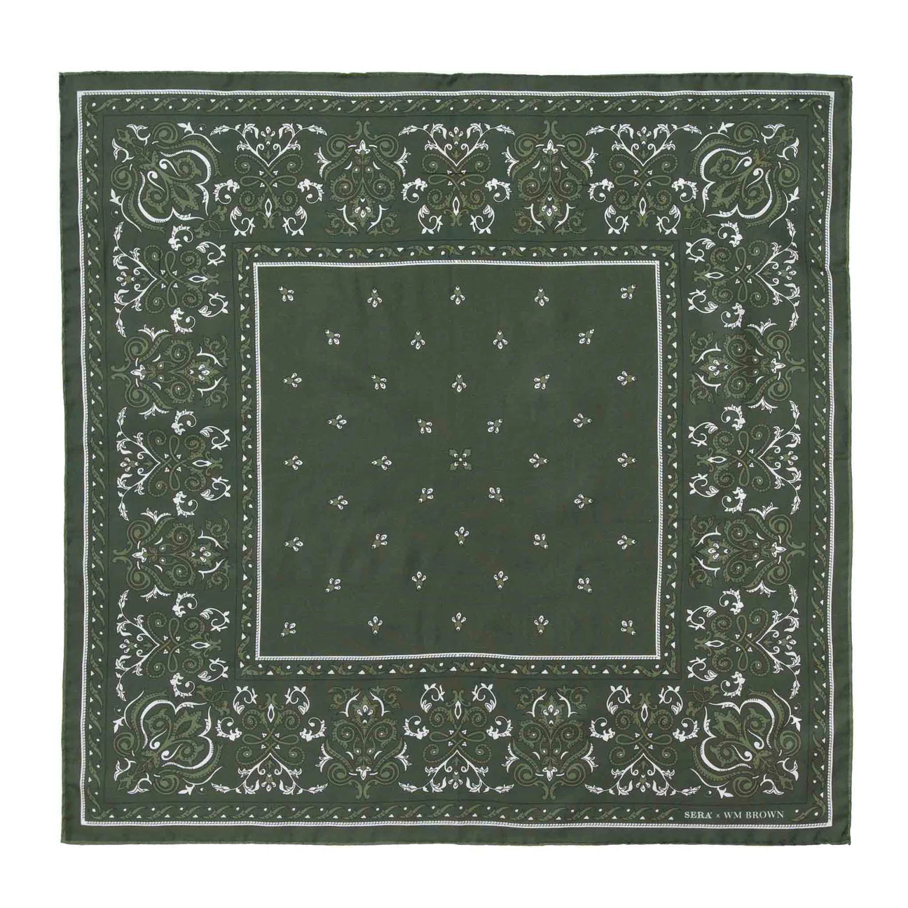 Serà Fine Silk | Serà x WM Brown - Cotton & Silk Green Bandana