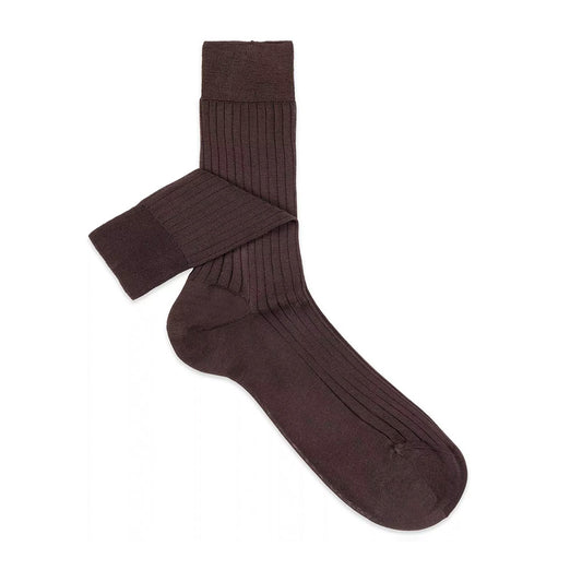 Sozzi | Classic Rib Mid-Calf Socks Dark Brown