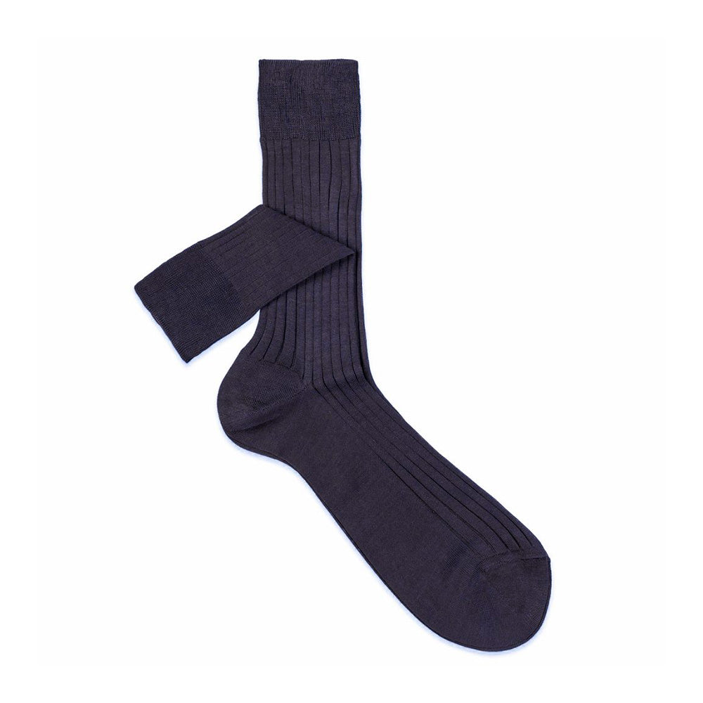 Sozzi | Classic Rib Mid-Calf Socks Navy