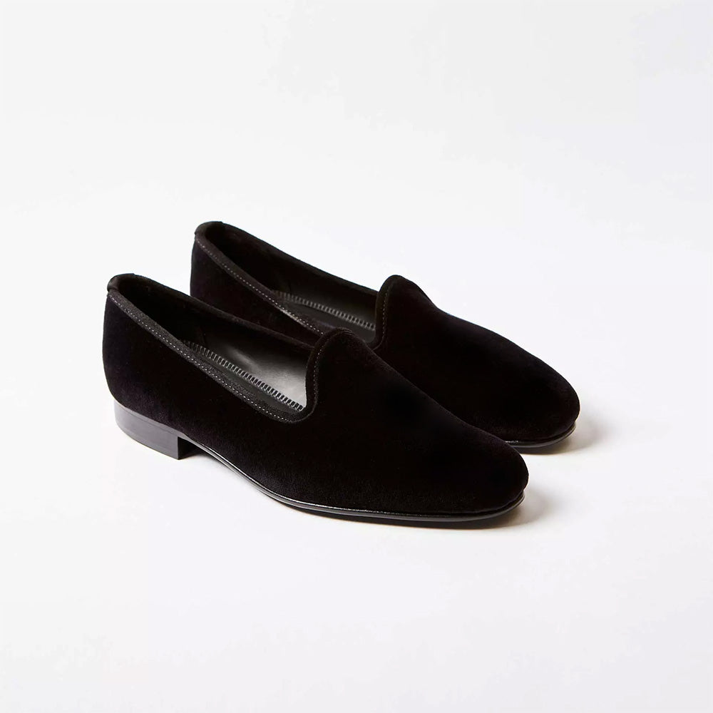 Bowhill & Elliott | Black Suede Plain Venetian Slippers