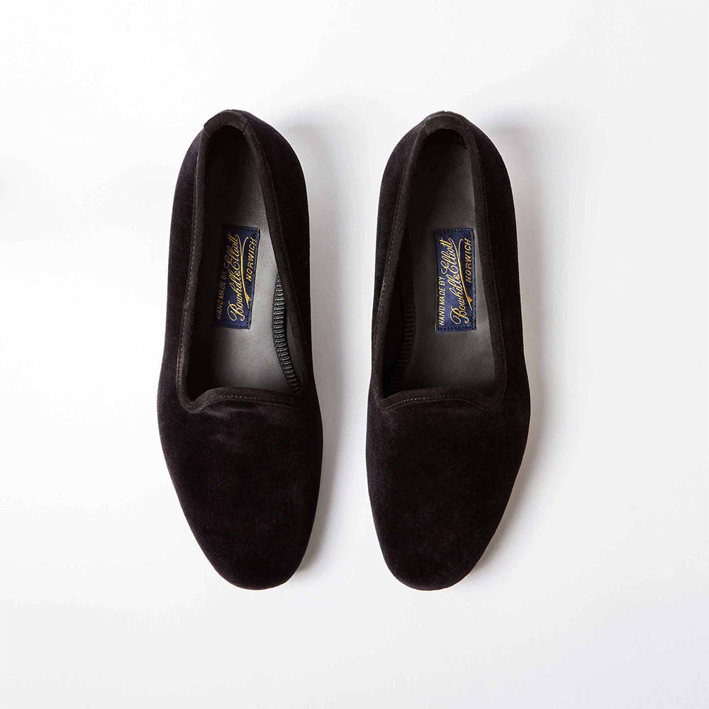 Bowhill & Elliott | Black Suede Plain Venetian Slippers