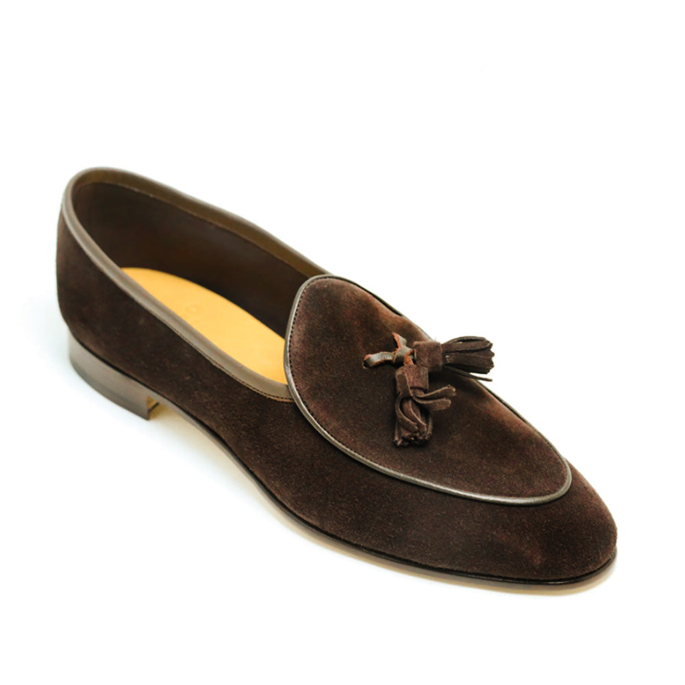 Oriental Shoemaker | Windy Tassel Loafer Unlined Dark Brown Suede