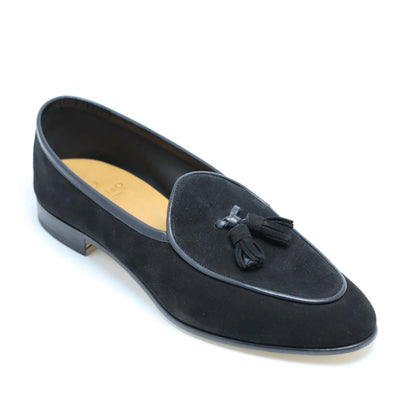 Oriental Shoemaker | Windy Tassel Loafer Unlined Black Suede