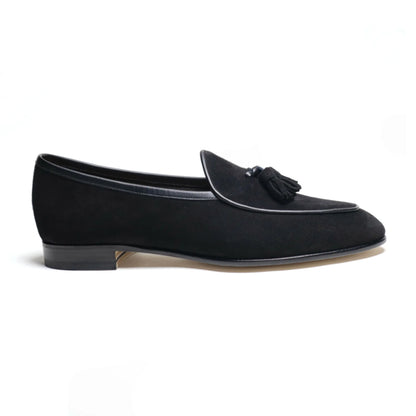 Oriental Shoemaker | Windy Tassel Loafer Unlined Black Suede