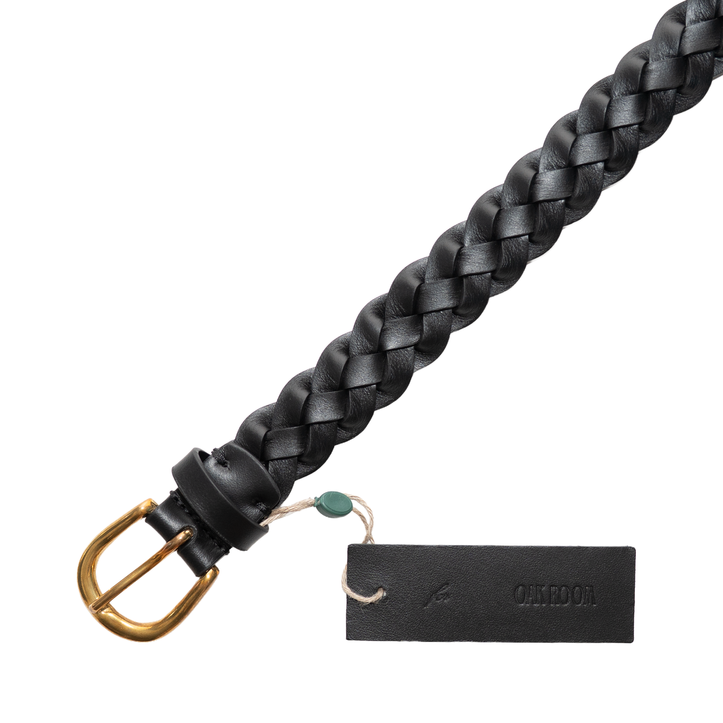 Simonnot Godard | Woven Calf Nappa 25mm Brass Black Belt