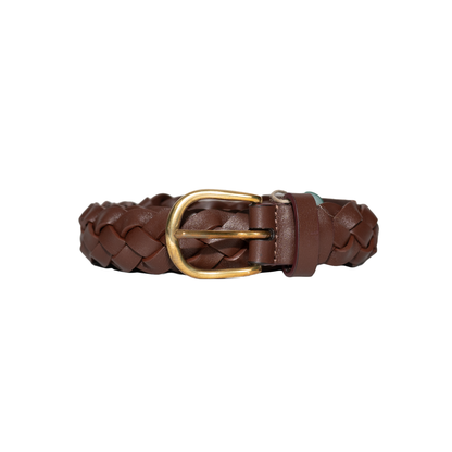 Simonnot Godard | Woven Calf Nappa 25mm Brass Brown Belt