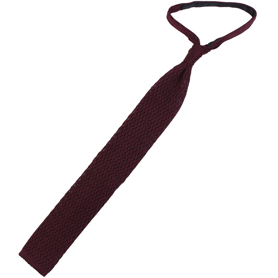 Shibumi Firenze | Zigzag Silk Knit Tie Burgundy