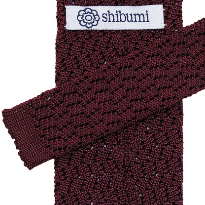 Shibumi Firenze | Zigzag Silk Knit Tie Burgundy