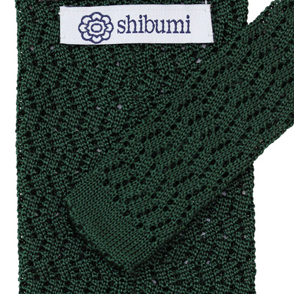 Shibumi Firenze | Zigzag Silk Knit Tie Forest Green