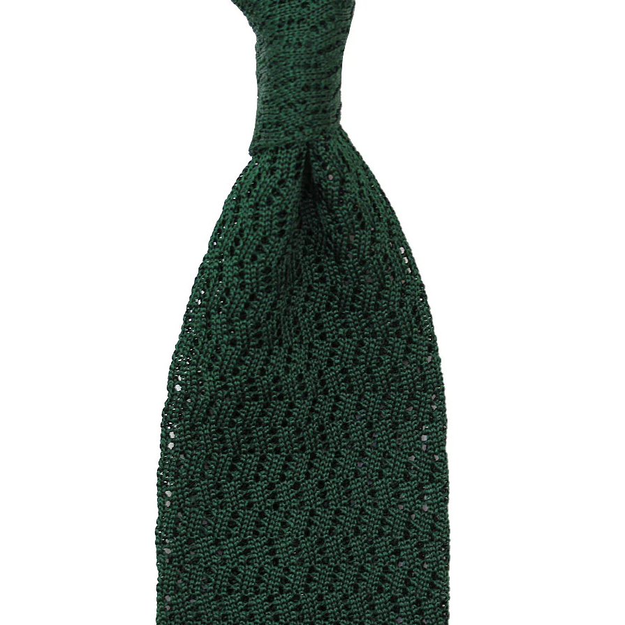 Shibumi Firenze | Zigzag Silk Knit Tie Forest Green