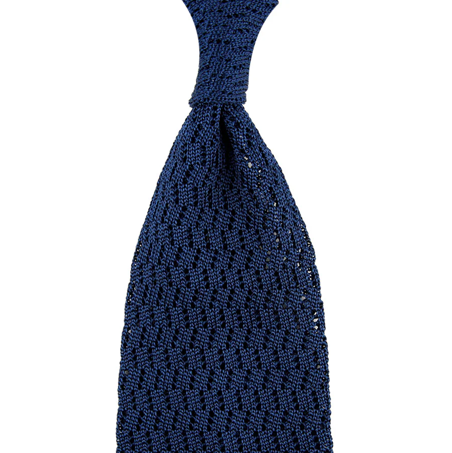 Shibumi Firenze | Zigzag Silk Knit Tie Navy